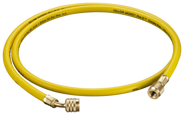 Yellow Jacket 30260 PLUS II 1/4" Hose for Left-Handed A2L Refrigerant Tanks - 60" Length 1/4" LH to 1/4" RH Angled Fitting