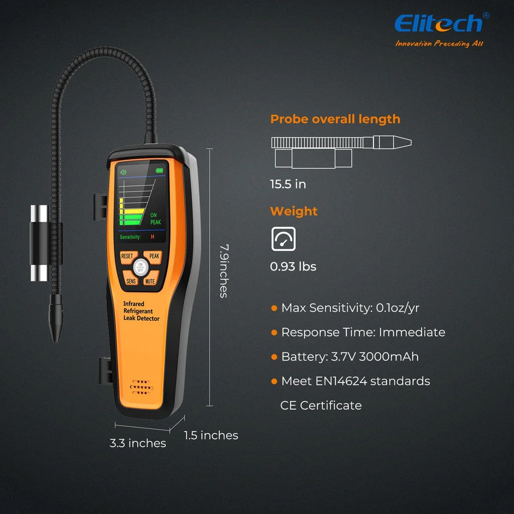 Elitech ILD-200 Infrared Refrigerant HVAC Leak Detector Sensitivity up ato 0.14oz/yr for Air Conditioner and Automotive Repair